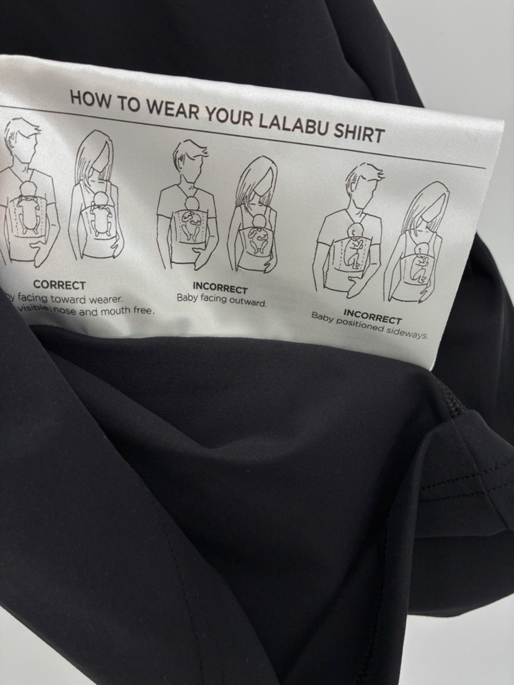 Lalabu Dad Shirt Black Baby Wearing Pouch V-Neck Short Sleeve Large NWOT - Picture 6 of 8